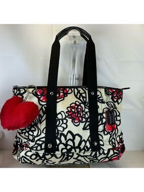 Coach Y2K Poppy Graffiti‎ Daisy Floral Hand Tote Crossbody Satin Bag